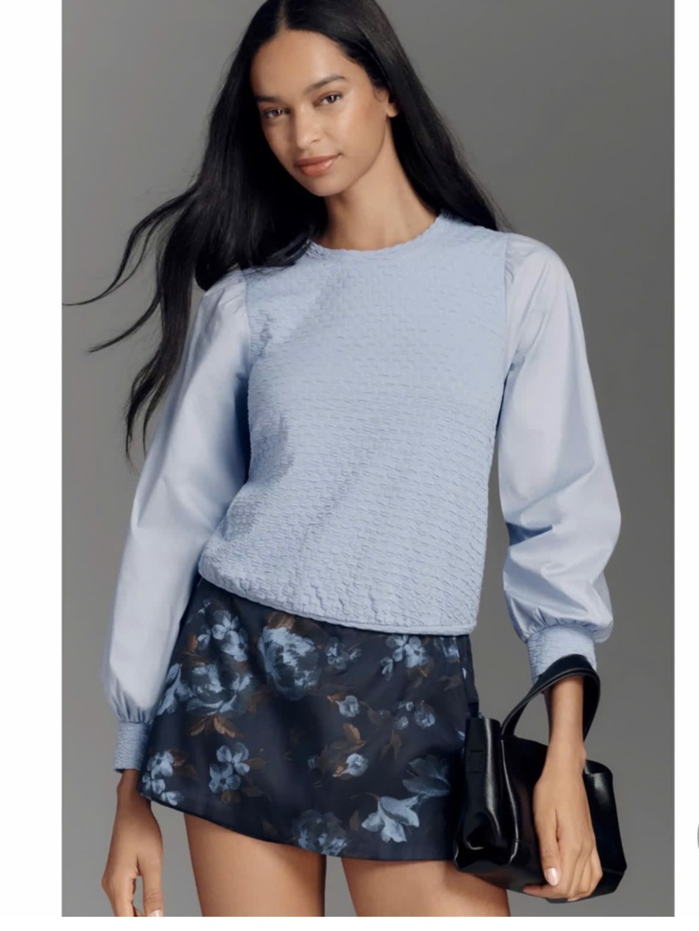 Anthropologie Porridge Periwinkle Pullover Textured Top XL Blue Business Office